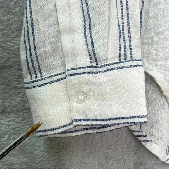 Rails Matea Flamenco Stripe Linen  Blend Pockets Shirt Blouse Sz M - Picture 2 of 15